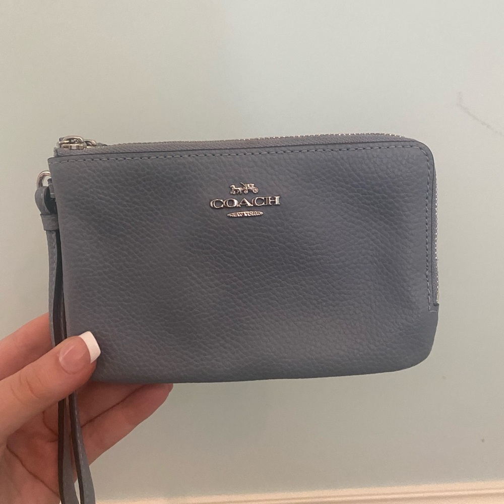 Coach Blue and Silver Wristlet